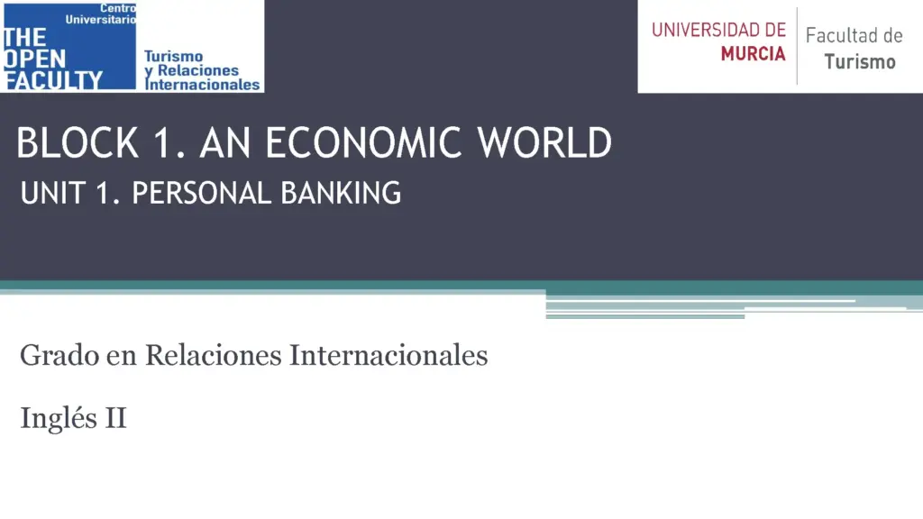 Personal Banking Notes for International Relations