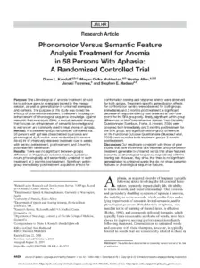 Phonomotor Versus Semantic Feature Analysis Treatment