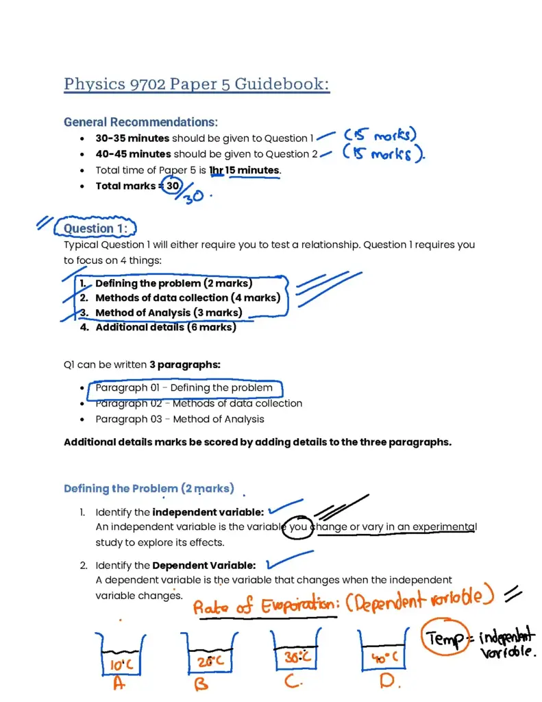 Physics 9702 Paper 5 Guidebook