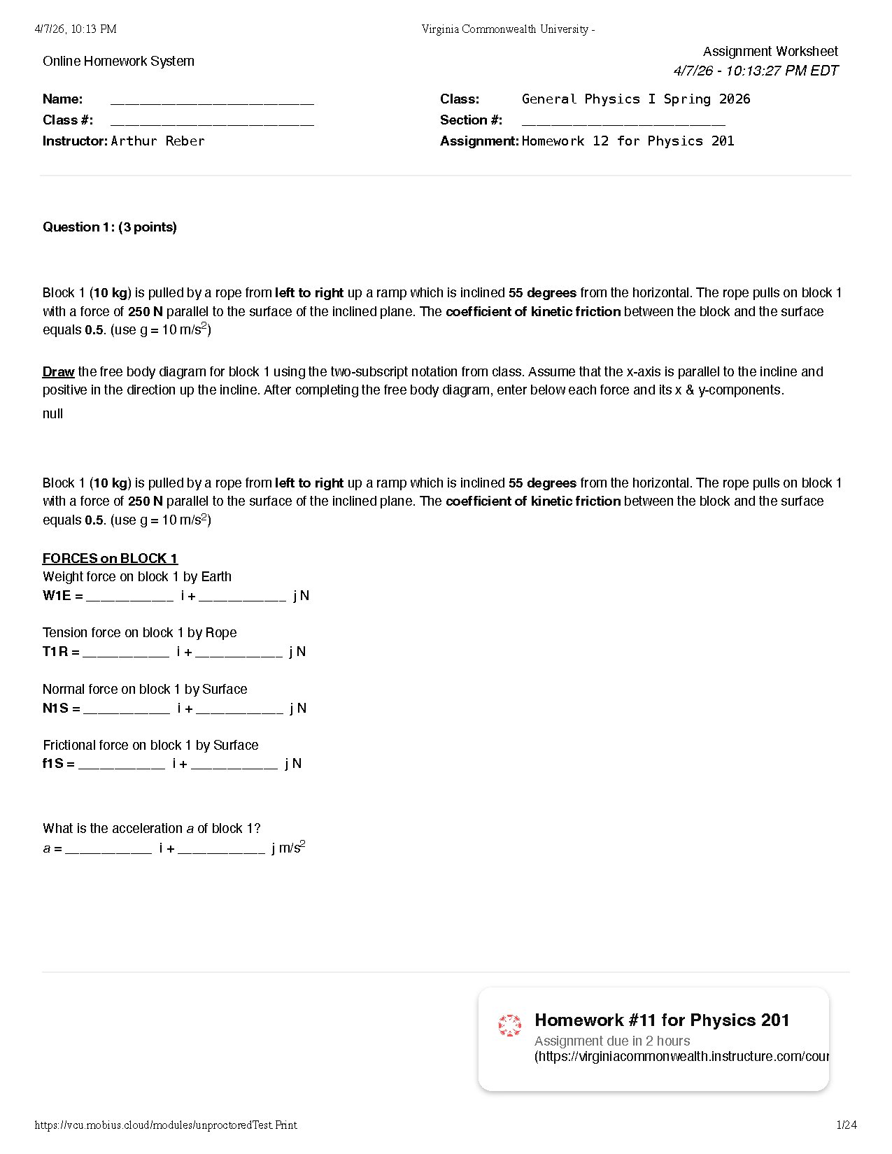 Physics Practice Problems for College Course