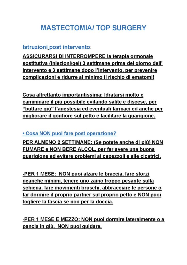 Post-Operative Care for Top Surgery in Italy 2026