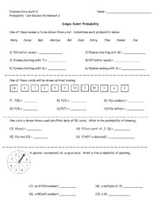 Probability Test Review Worksheet for Grade 2 Math