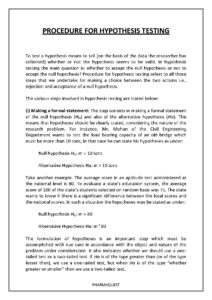 Procedure for Hypothesis Testing in Research Methodology
