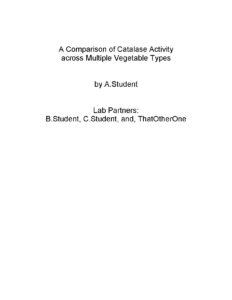 Sample Lab Report on Catalase Activity in Vegetables