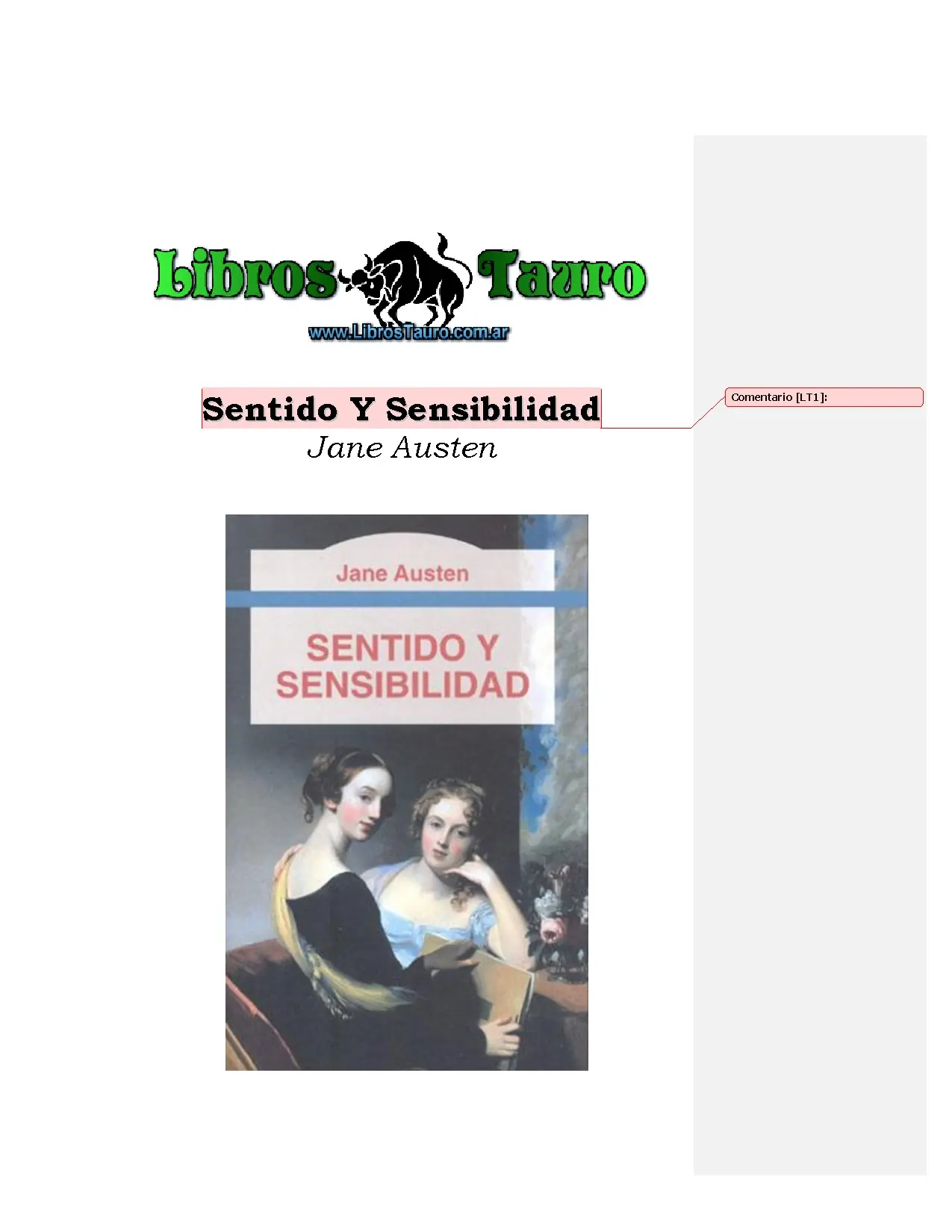 Sentido y Sensibilidad por Jane Austen
