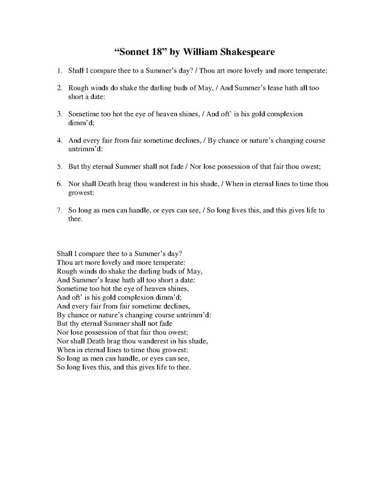 Sonnet 18 by William Shakespeare Analysis