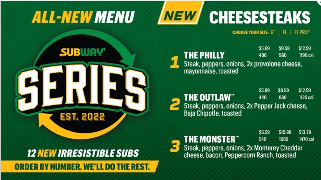 Subway Menu Featuring New Cheeses and Clubs