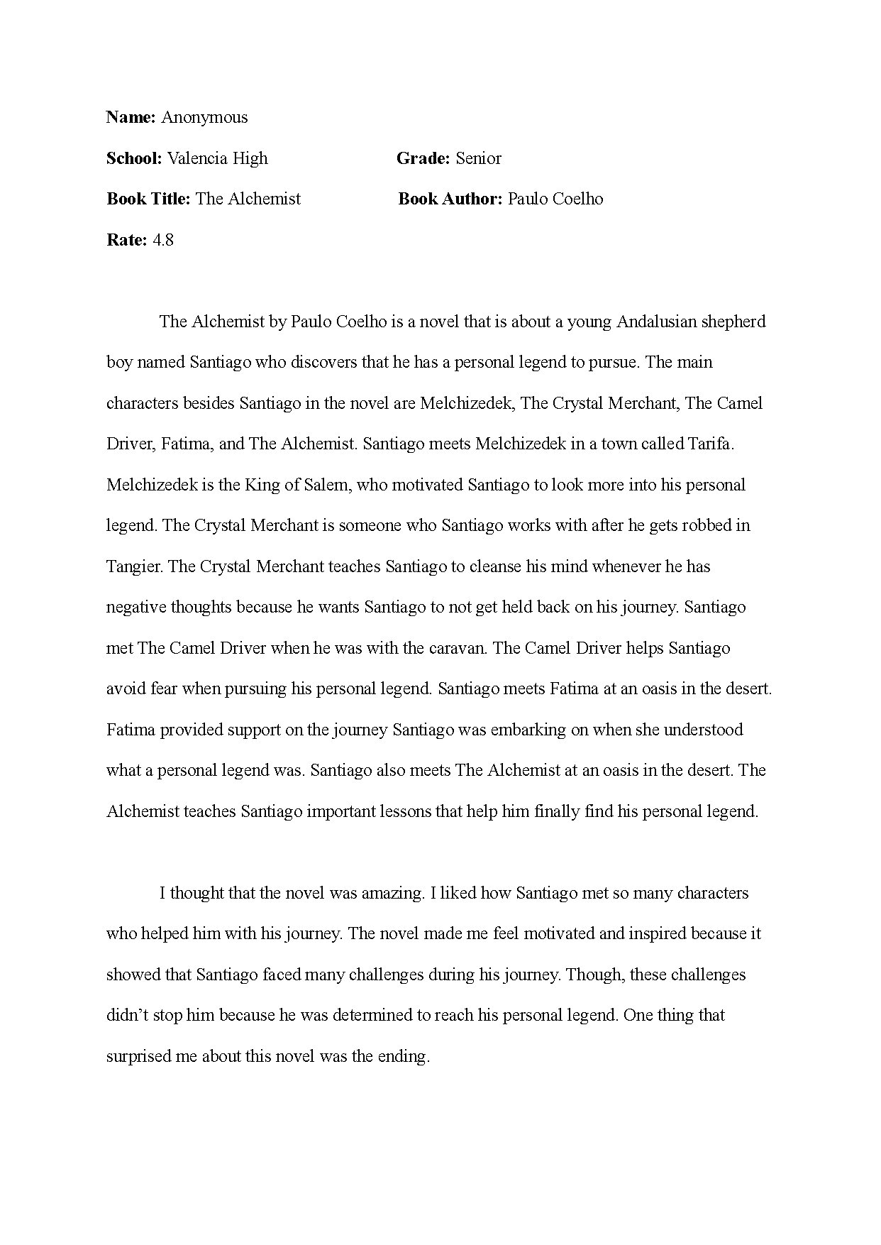 The Alchemist by Paulo Coelho Book Review