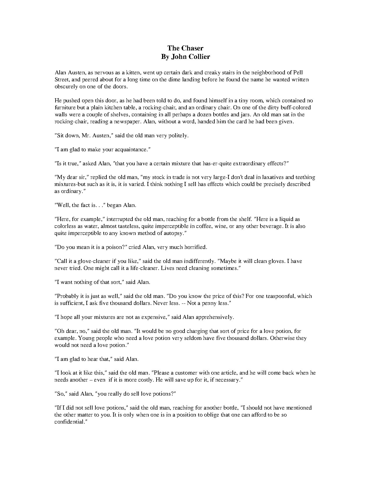 The Chaser by John Collier