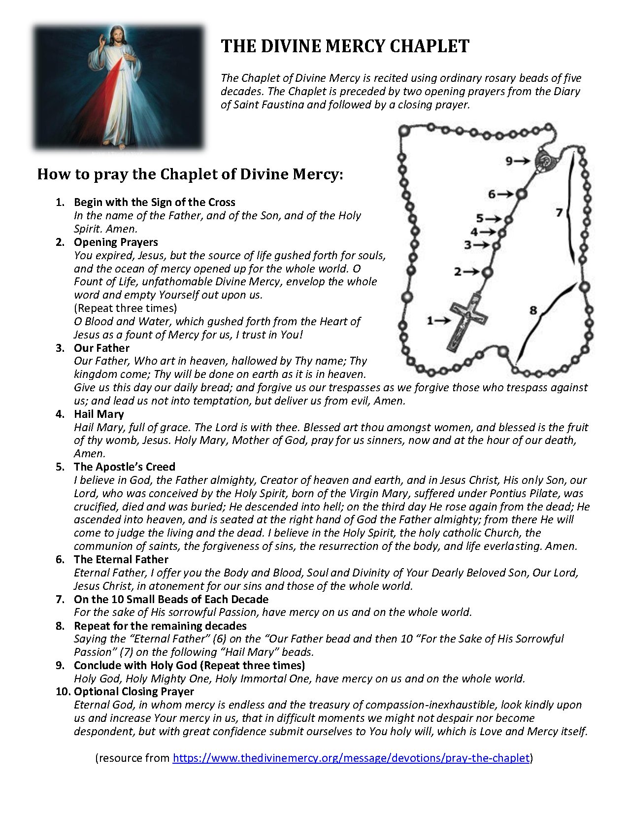 The Divine Mercy Chaplet Prayer Guide