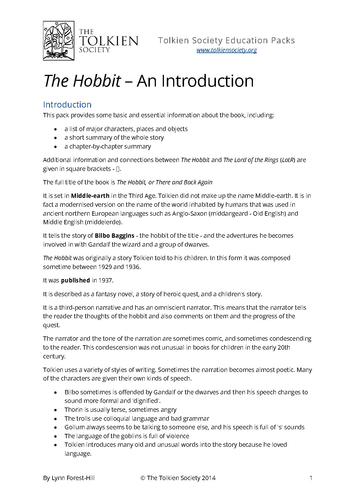 The Hobbit An Introduction by J.R.R. Tolkien