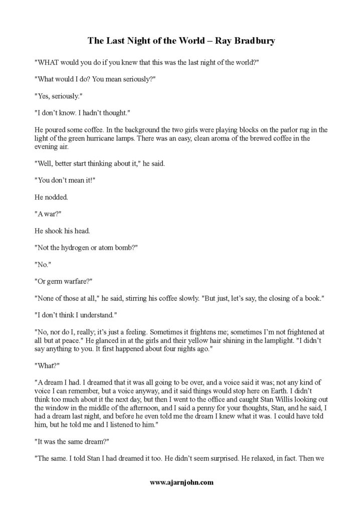 The Last Night of the World by Ray Bradbury