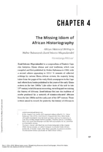 The Missing Idiom of African Historiography