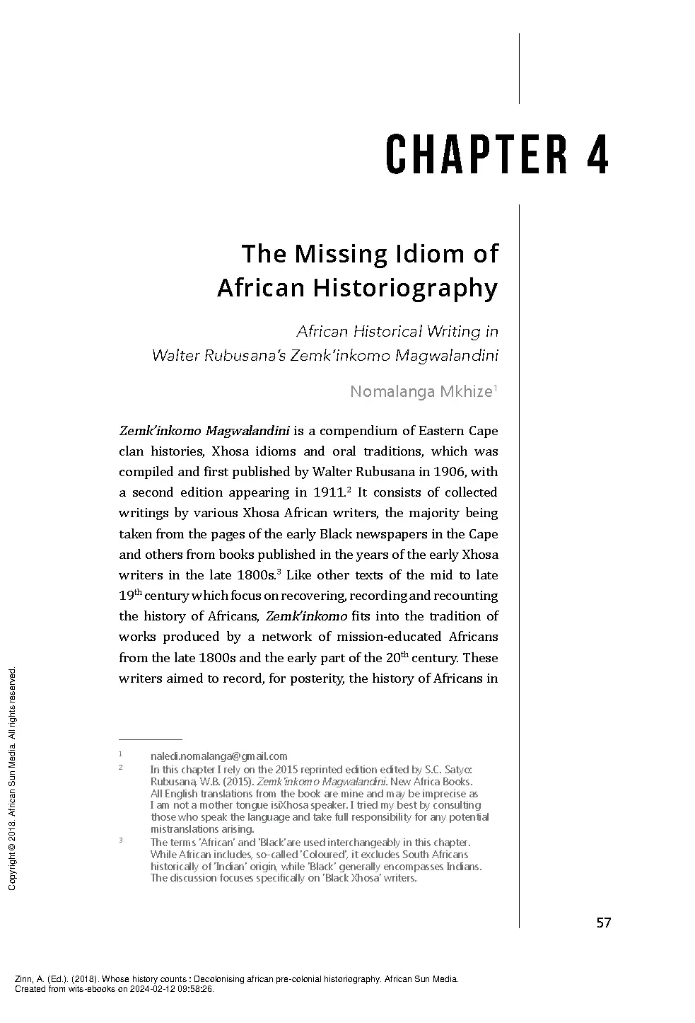 The Missing Idiom of African Historiography