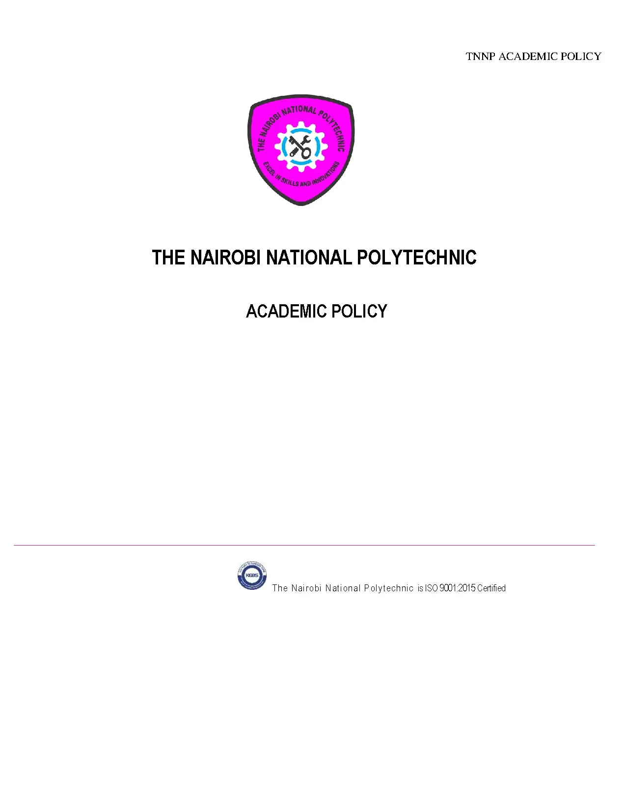 The Nairobi National Polytechnic Academic Policy