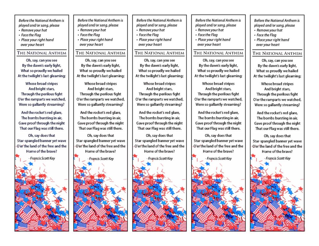 The National Anthem and Pledge of Allegiance Bookmarks