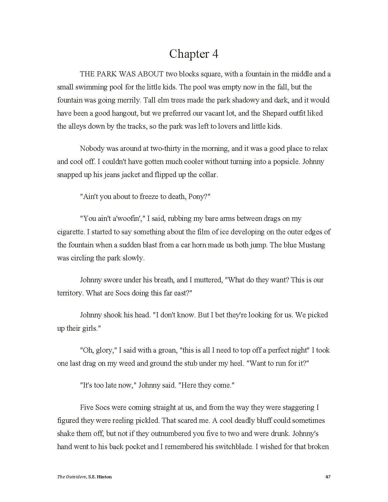 The Outsiders Chapter 4 Summary and Analysis