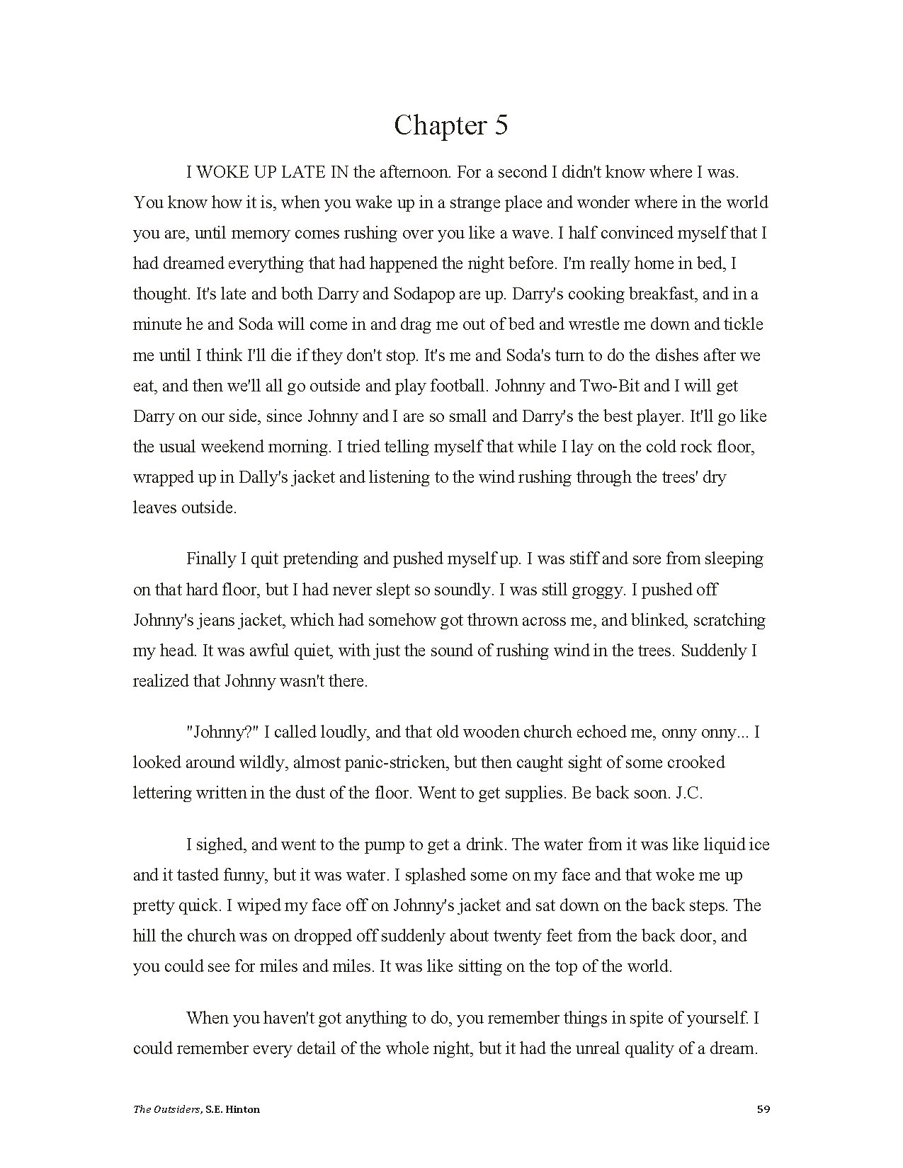 The Outsiders Chapter 5 by S.E. Hinton