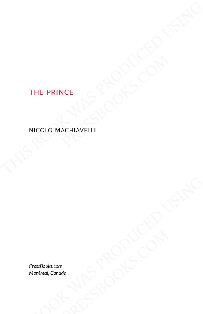The Prince by Niccolo Machiavelli