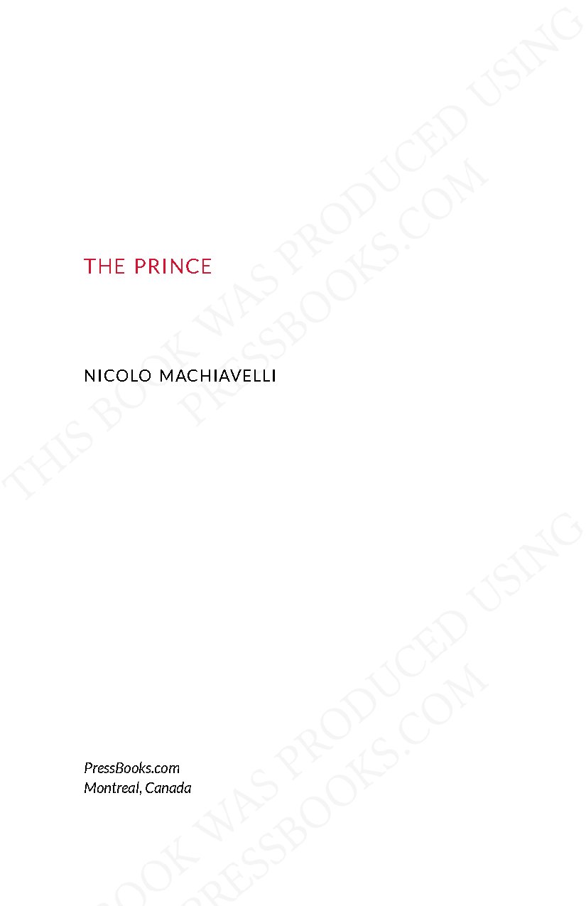 The Prince by Niccolo Machiavelli