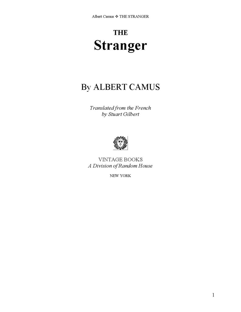 The Stranger by Albert Camus