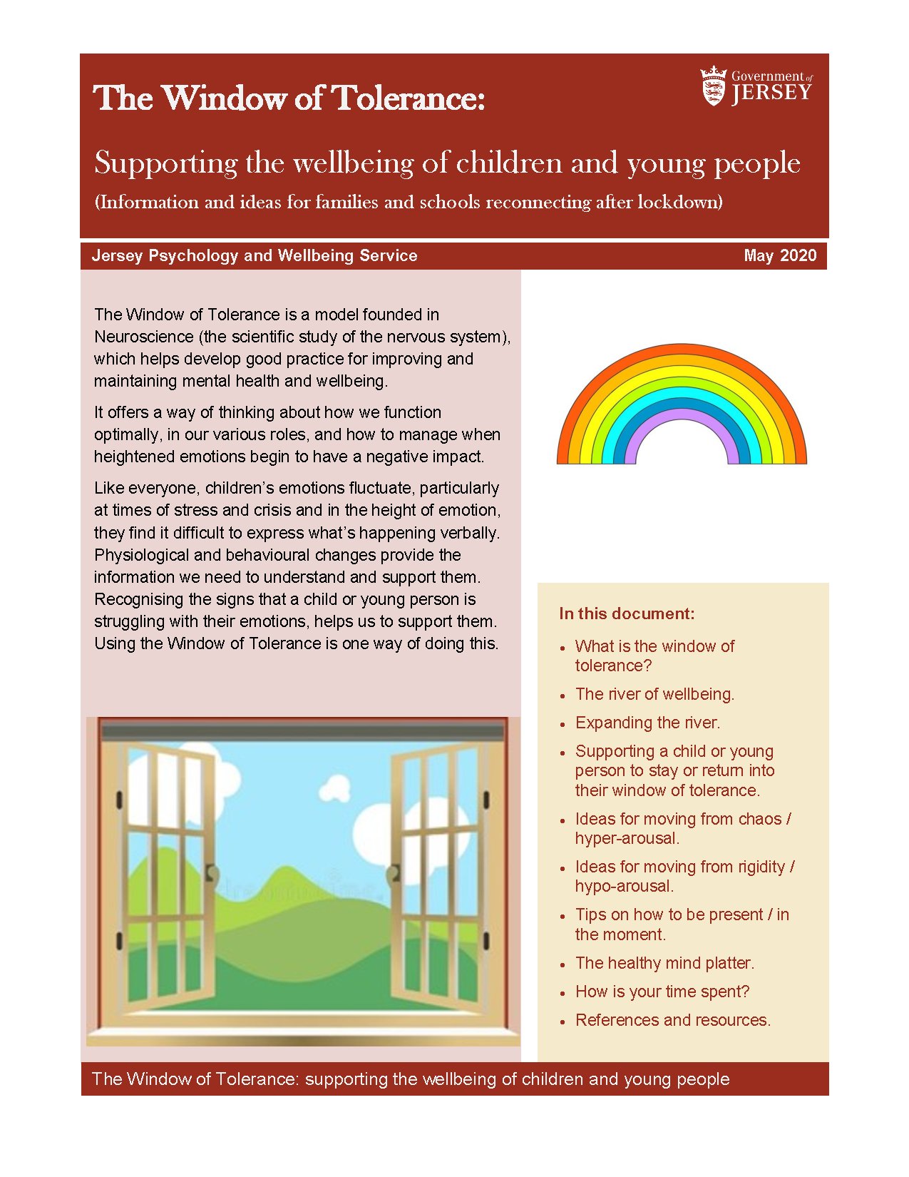 The Window of Tolerance Framework for Emotional Regulation