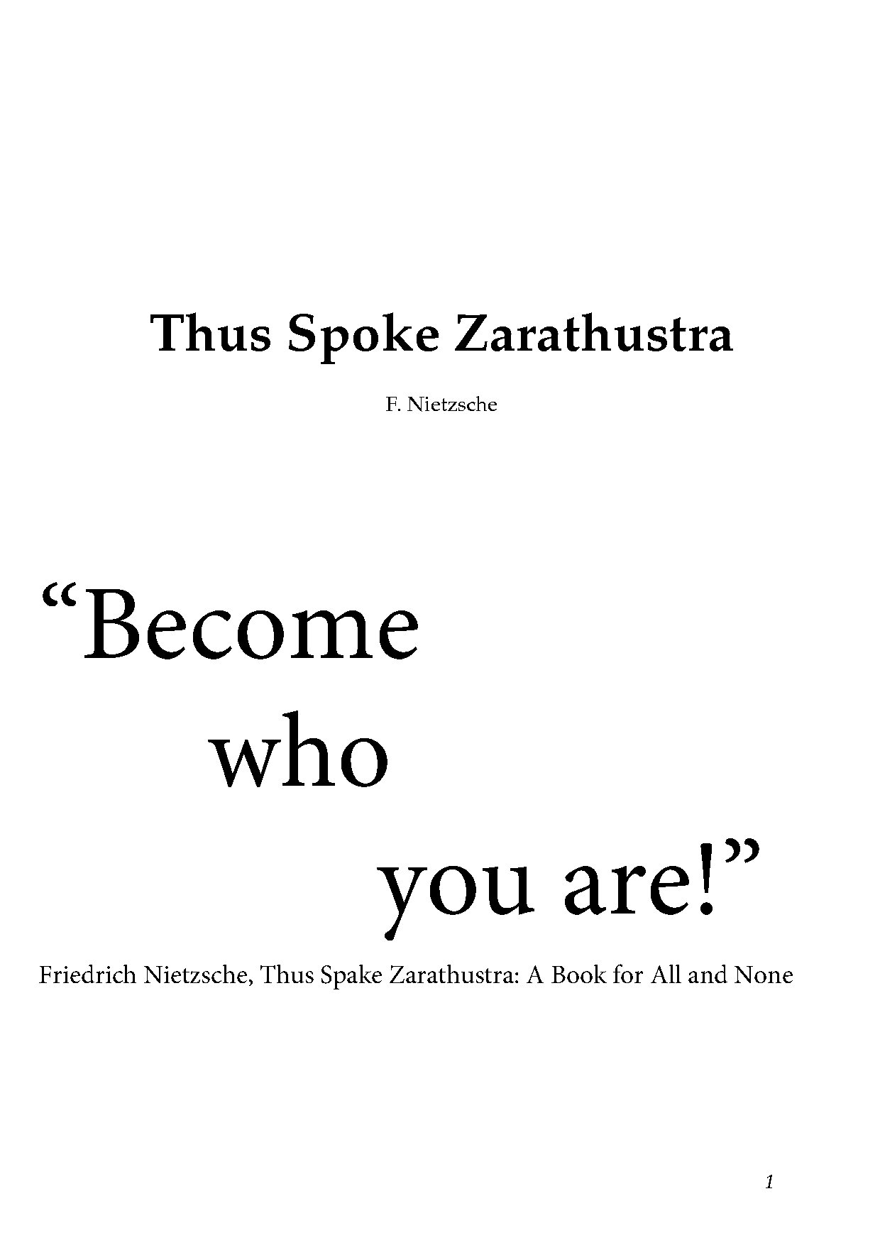 Thus Spoke Zarathustra by Friedrich Nietzsche