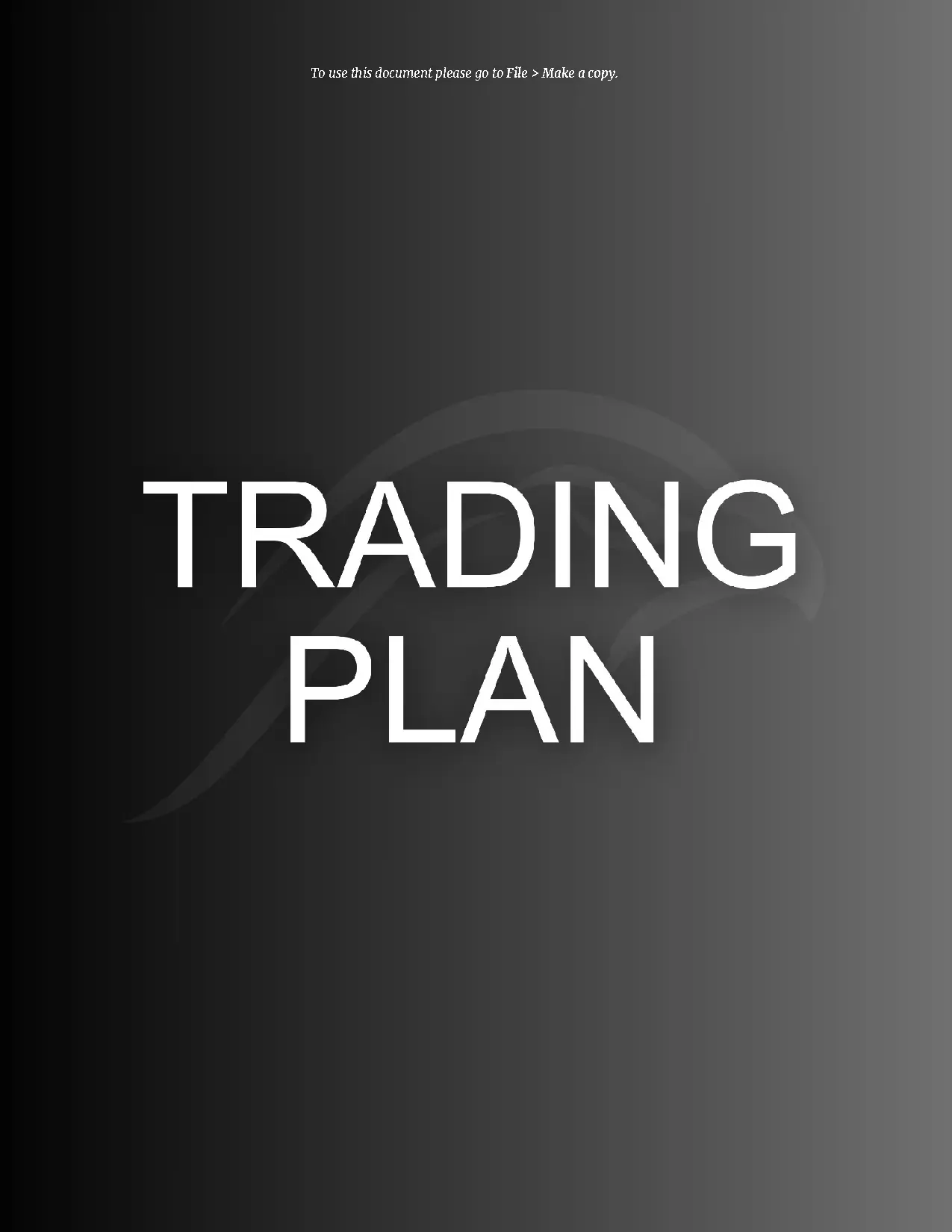 Trading Plan by James