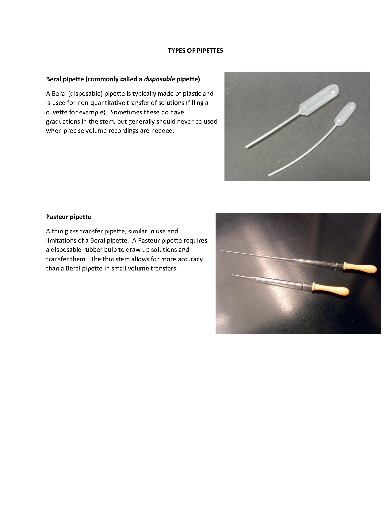 Types of Pipettes and Their Uses in Laboratories