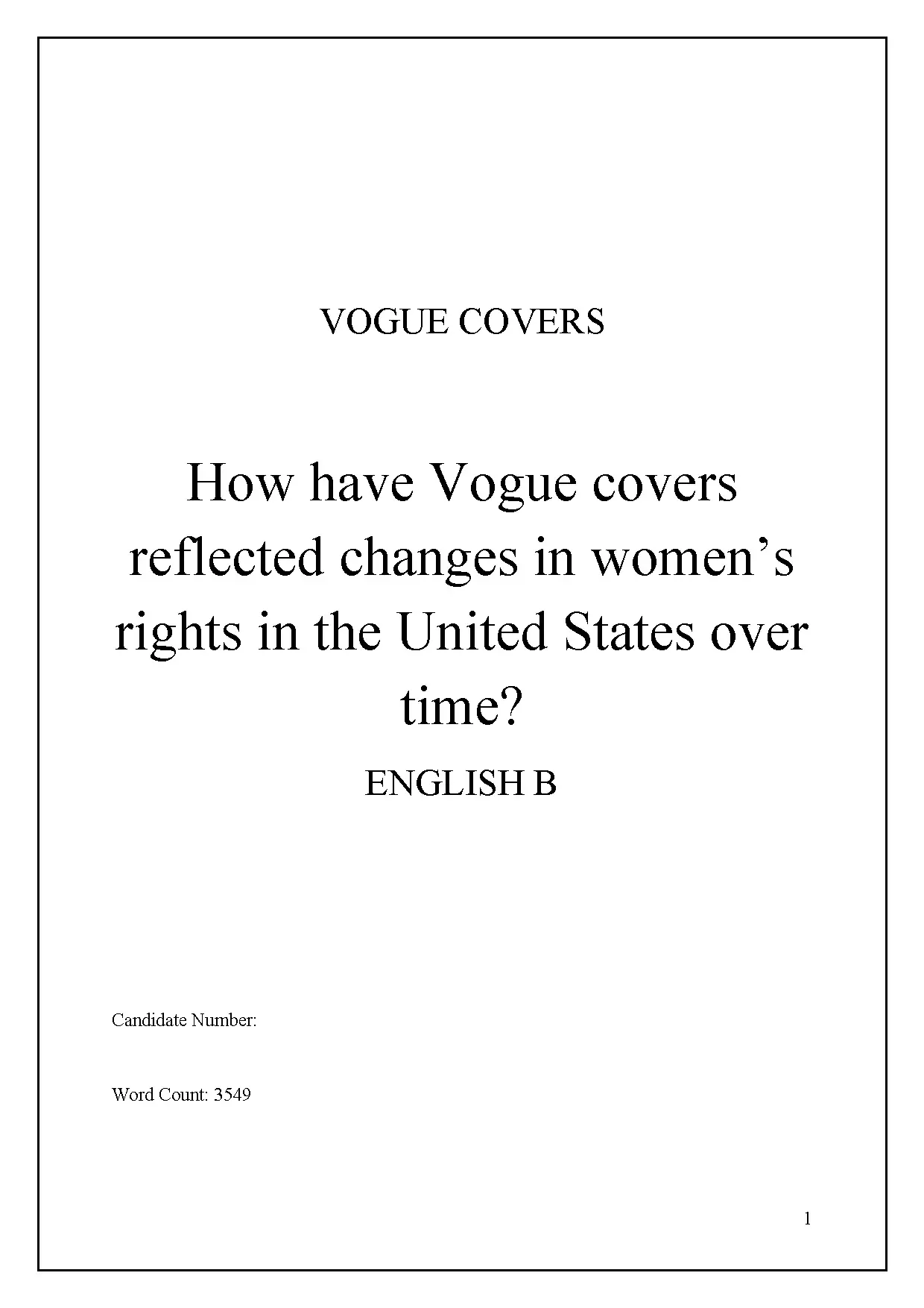 Vogue Covers and Women’s Rights in the United States