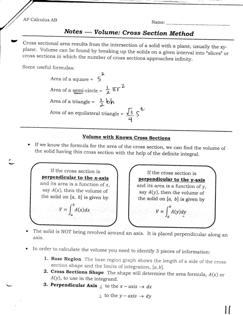 Volume Cross Sections for Calculus Students