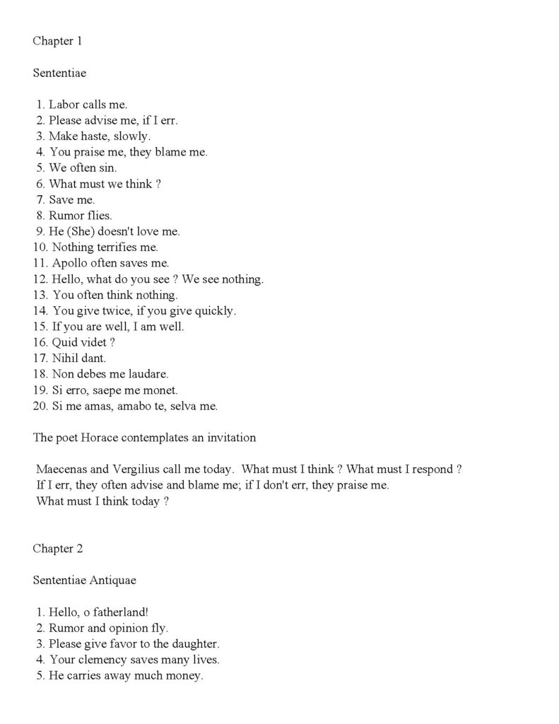 Wheelock's Latin Chapters 1-6 Answer Key