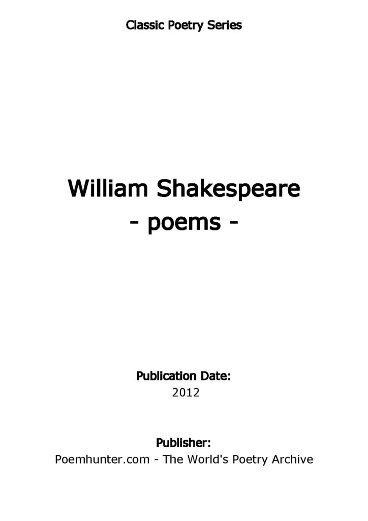 William Shakespeare's Poems Collection