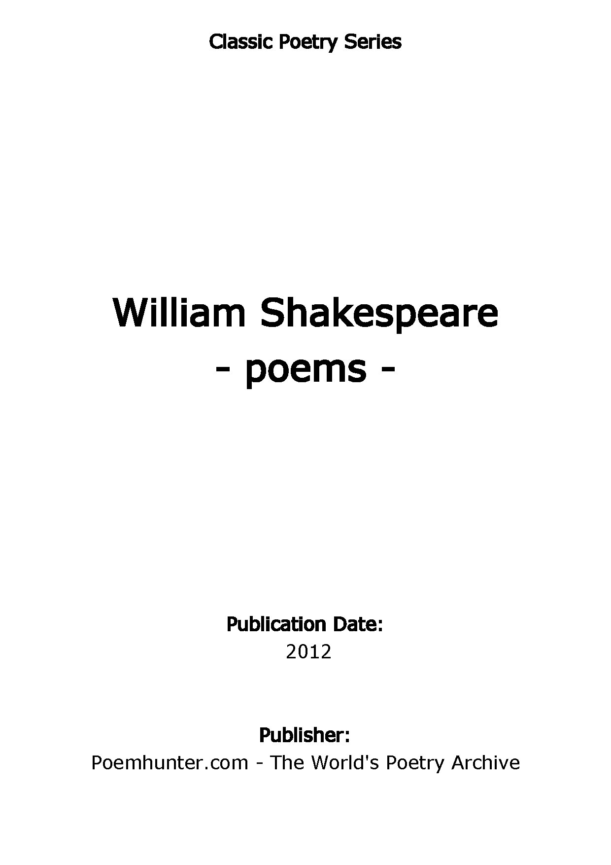 William Shakespeare’s Poems Collection
