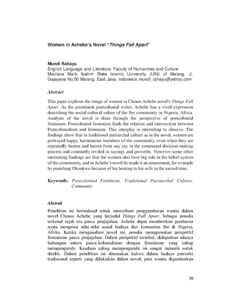 Women in Chinua Achebe's Things Fall Apart