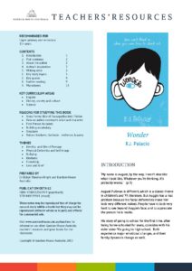 Wonder by R.J. Palacio Teachers' Resources