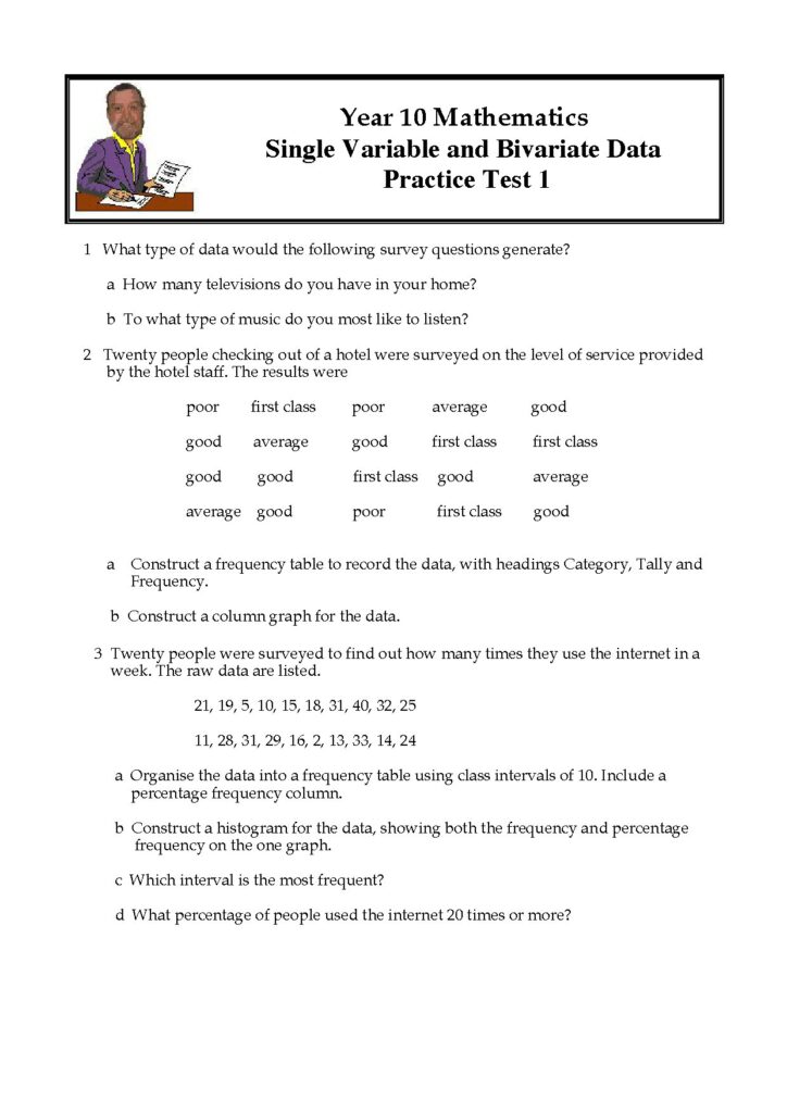 Year 10 Mathematics Single Variable and Bivariate Data