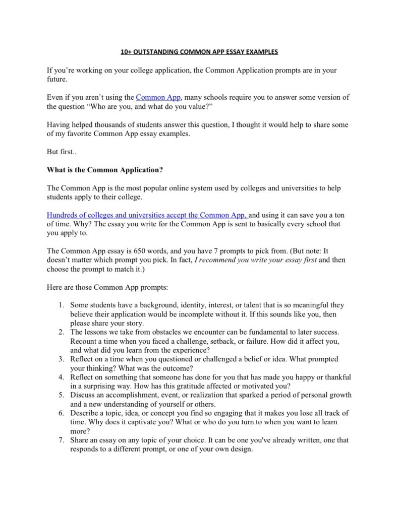 10+ Outstanding Common App Essay Examples