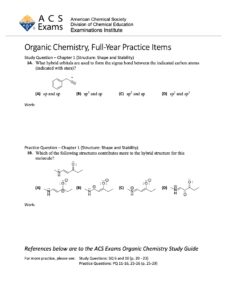 ACS Exams Organic Chemistry Practice Items