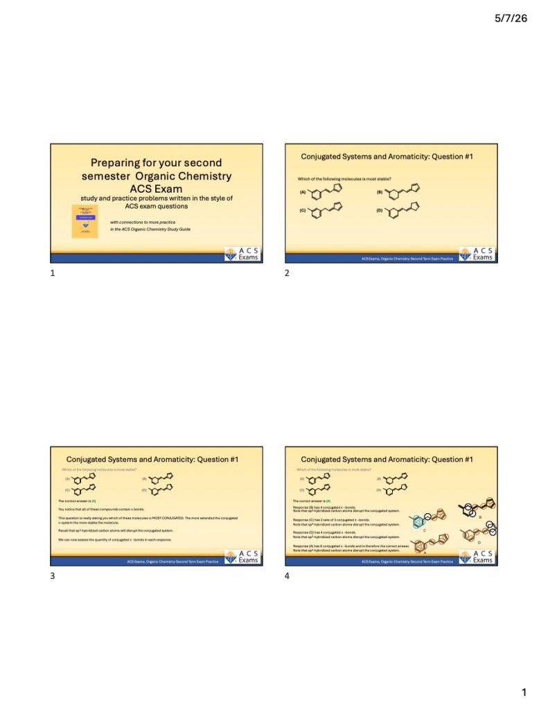 ACS Exams Organic Chemistry Second Semester Practice PowerPoint