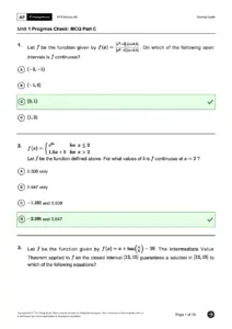 AP Calculus AB Unit 1 Progress Check MCQ Solutions