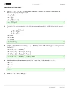 AP Calculus BC Unit 3 Progress Check: MCQ