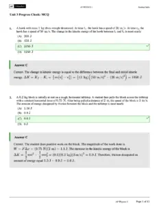 AP Physics 1 Unit 3 MCQ Scoring Guide – Concepts of Energy and Motion