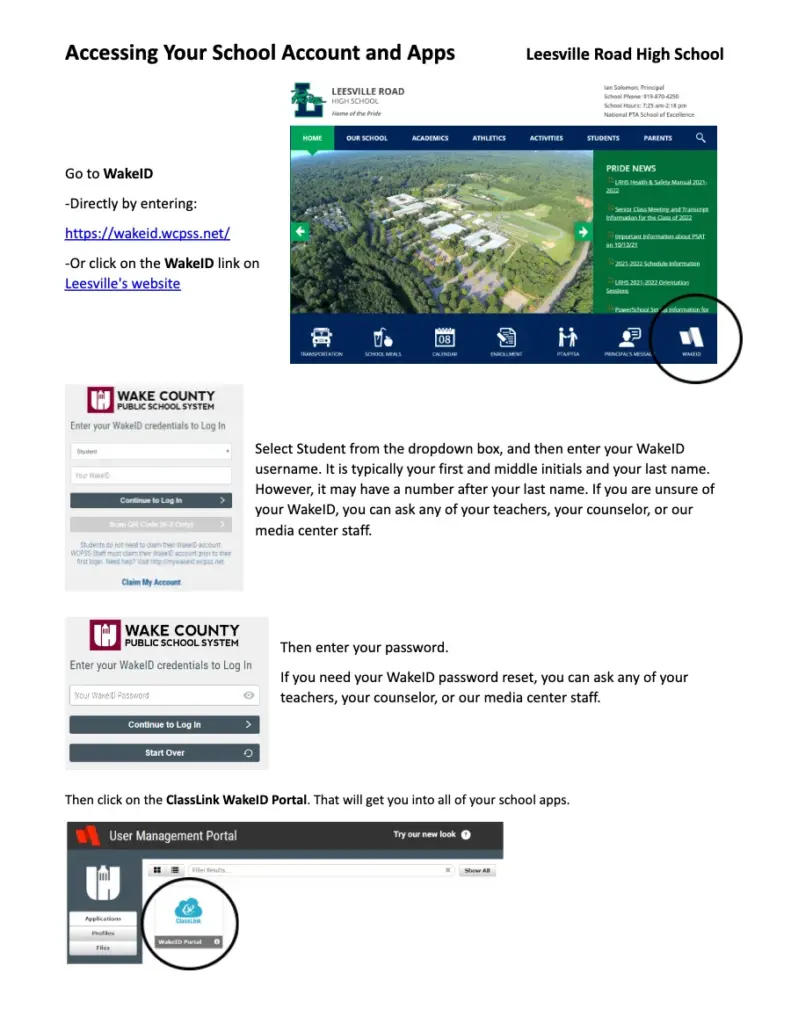 Accessing Account Apps at Leesville Road High School