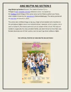 Ang Mutya Ng Section E – Filipino Teen Romantic Comedy Series