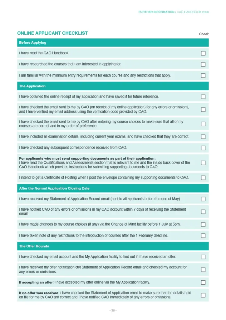 Applicant Checklist 2026