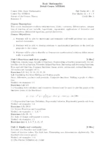 Basic Mathematics Syllabus – MTH104