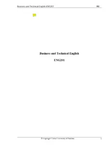 Business and Technical English – ENG201