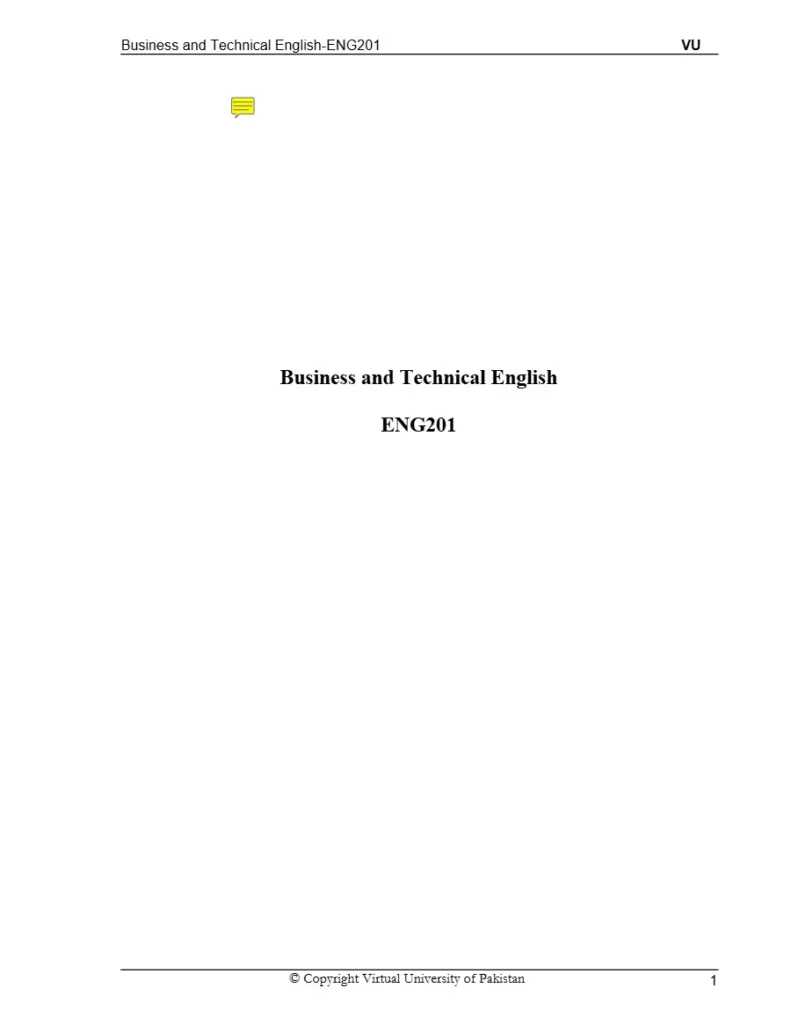 Business and Technical English - ENG201