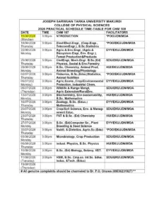 CHM 108 Practical Schedule 2026